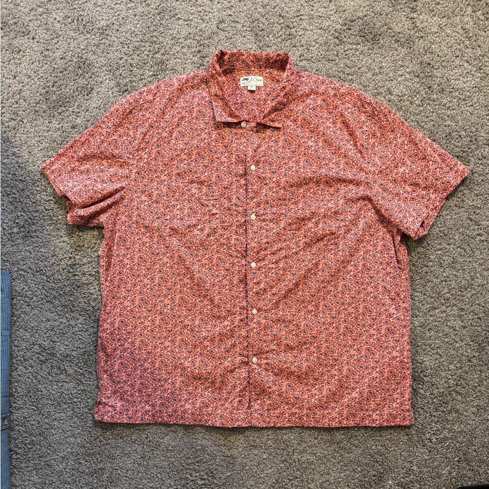 J. Crew Men's Red Floral Button Down Camp Shirt